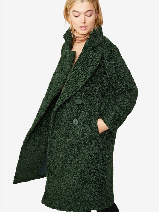 ellos Jackets & Blazers - NWOT ellos Dark Green Teddy Coat with Double-Breasted Front